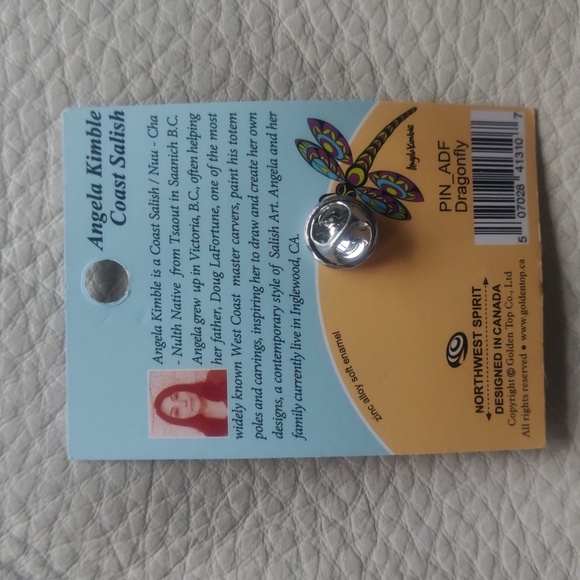 'Dragonfly' Pin Indigenous Design by Angela Kimble, Coast Salish - Picture 2 of 4